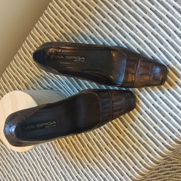 Via Spiga Croc Embossed 3" Heels - Picture 6 of 9